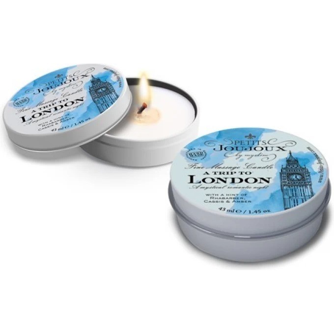 Массажная свеча PETITS JOUJOUX A TRIP TO LONDON ревень, амбра, черная смородина (33 гр.) 46765